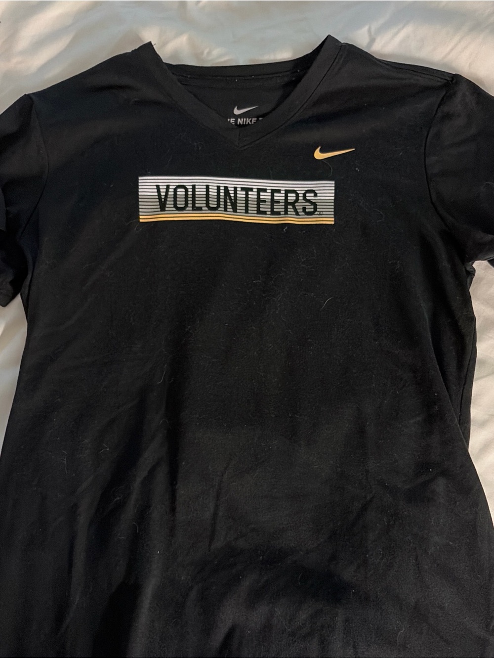 Nike Black Short Sleeve 'Volunteers' Tee with Gold Swoosh